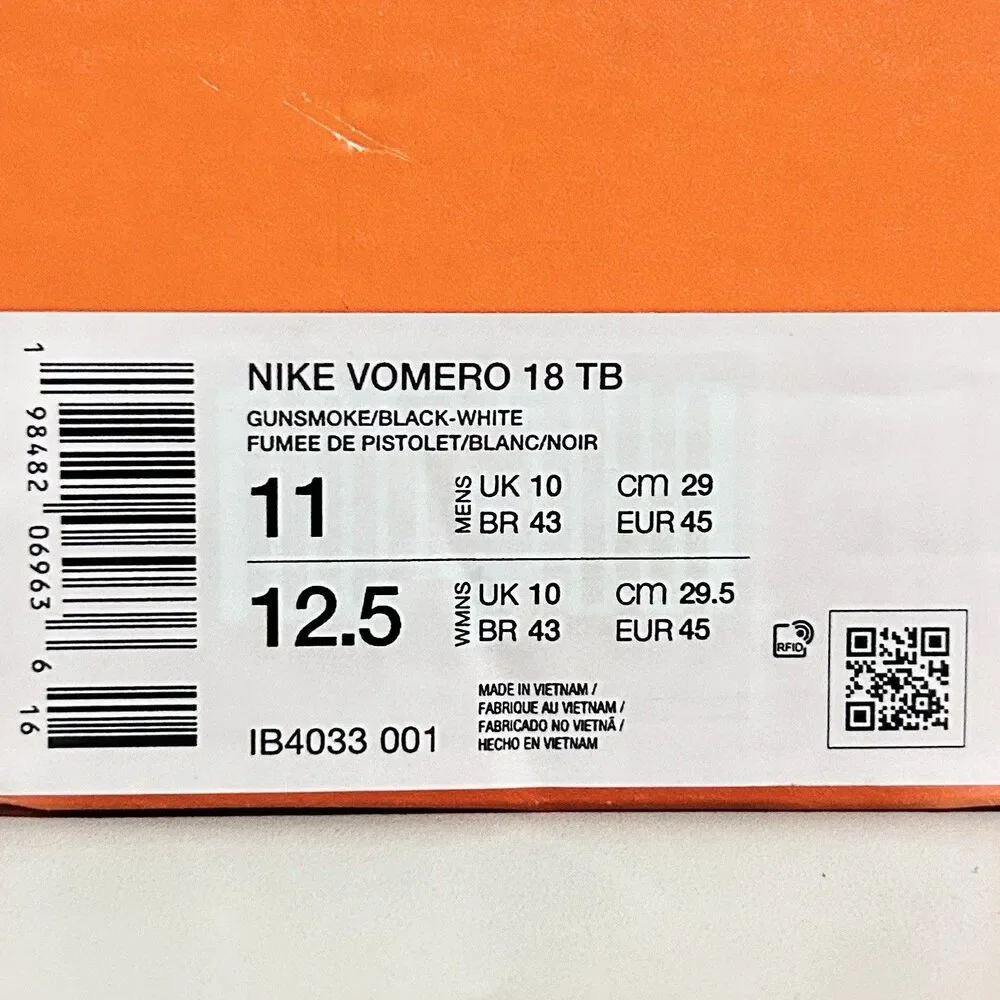 Nike Vomero 18 TB “Gunmetal” Men's Size 11 Grey White Cushioned Running Shoes